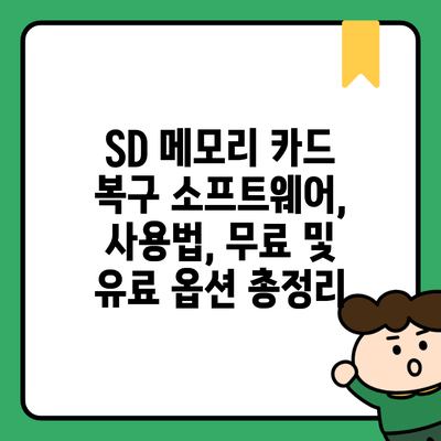 SD 메모리 카드 복구 소프트웨어, 사용법, 무료 및 유료 옵션 총정리