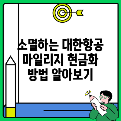 소멸하는 대한항공 마일리지 현금화 방법 알아보기