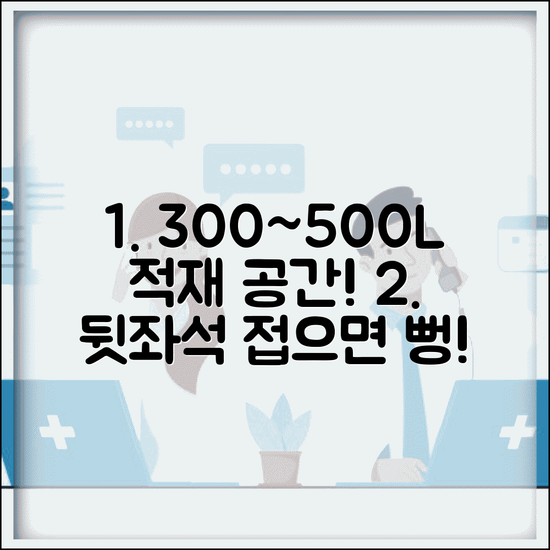 해치백 적재 공간 300~500L 가변 | 뒷좌석 접으면 늘어나는 용량