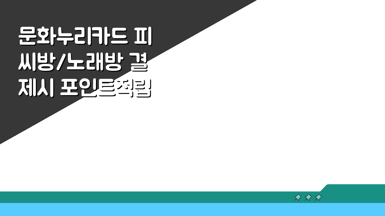 문화누리카드 피씨방/노래방 결제시 포인트적립 팁 5가지